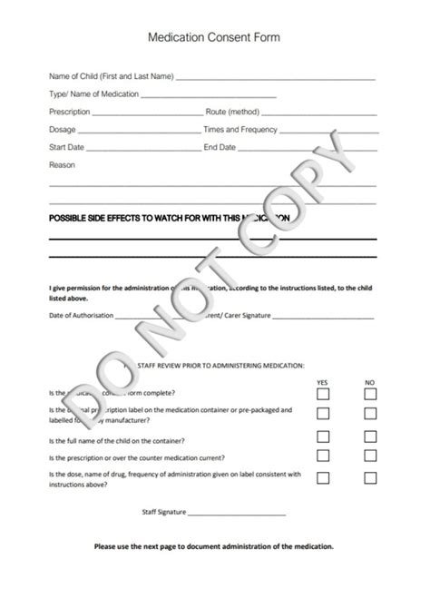 Medication Consent Form Printable Form Daycare Editable Etsy