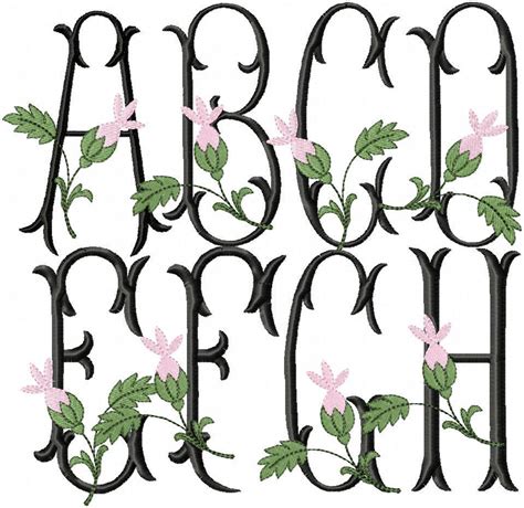 Download Rosebud Monogram Font - Machine Embroidery Design Monogram ...