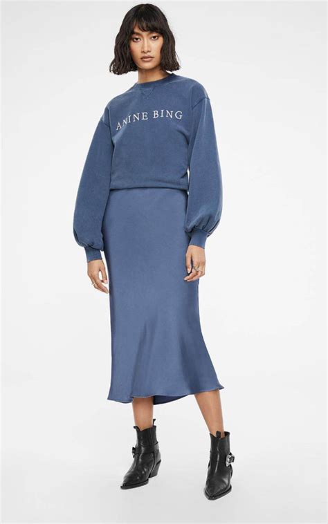 Anine Bing Blue Silk Skirt