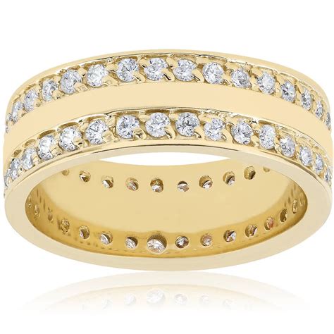 1 1 2ct Diamond Double Row Eternity Ring 14k Yellow Gold 7 5mm Wide