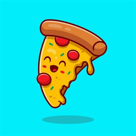 Free Vector Cute Pizza Cartoon Vector Icon Illustration Fast Food