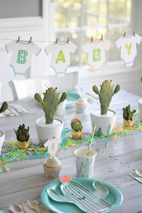 Includes coed baby shower invitations, coed baby shower games, food, favors and more! Throw the Cutest Cactus Baby Shower | Baby shower themes ...