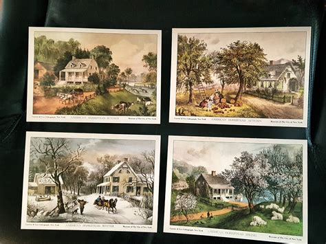 Currier And Ives Lithographs 3x5 One Framed Etsy