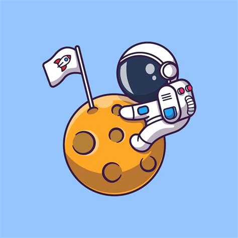 Premium Vector Cute Astronaut On Moon Icon Illustration Spaceman