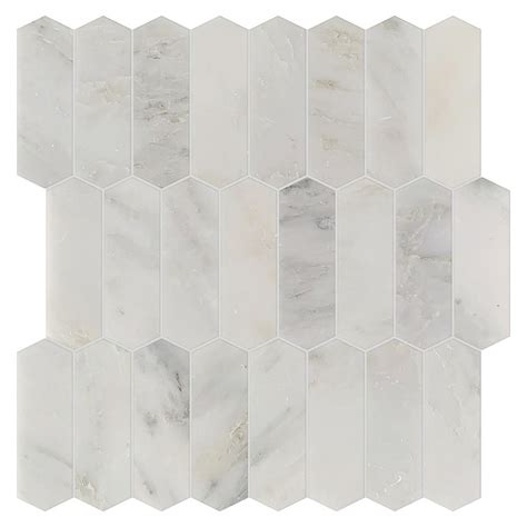 Studio Marble Polished Medium Picket Mosaic Tiles Bianco Macchiato