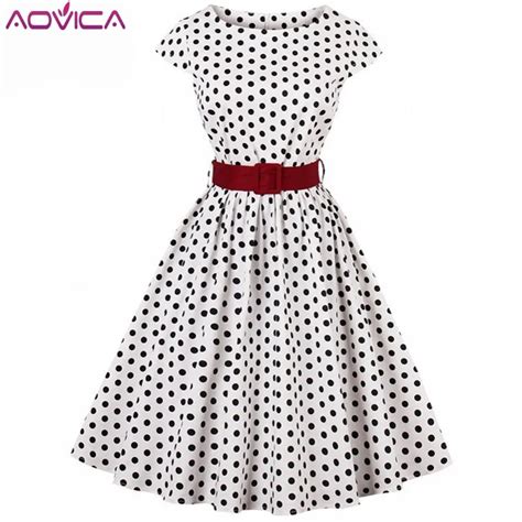 aovica 3xl 4xl plus size black white polka dot print dress summer women cap sleeve vintage
