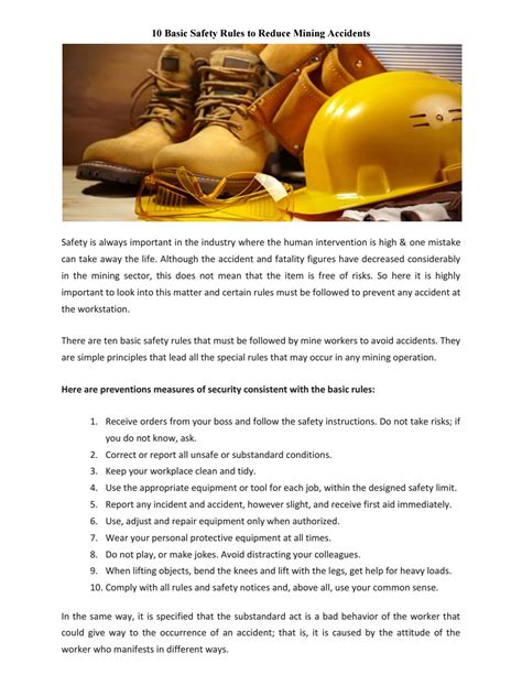 Basic Safety Rules To Reduce Mining Accidents By Businessfuel Seo