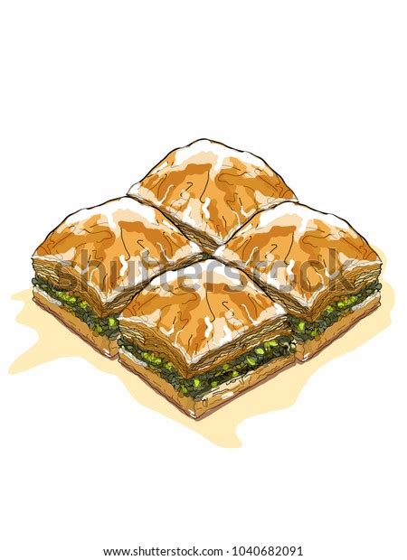 Cartoon Baklava Four Slices Illustration Stock Vector Royalty Free