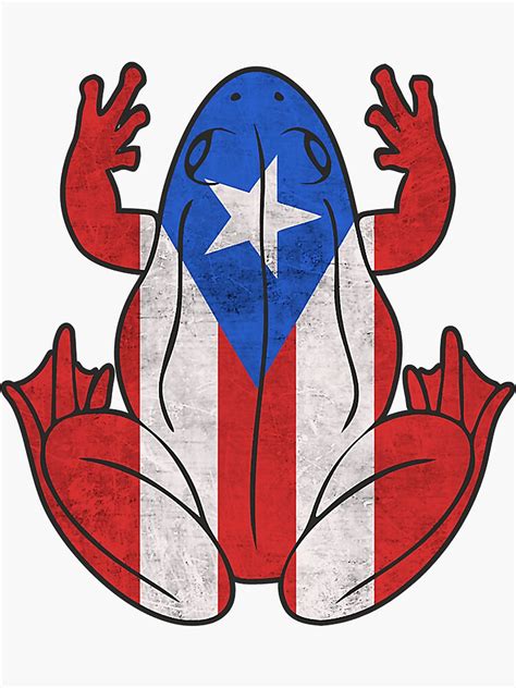 Puerto Rican Frog Flag Puerto Rico Patriotic Boricua Roots Sticker