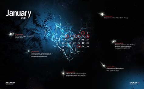 malware calendar wallpaper for january 2011 securelist