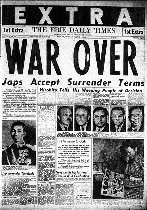 Aug 14 1945 Historical News Historical Newspaper History Usa