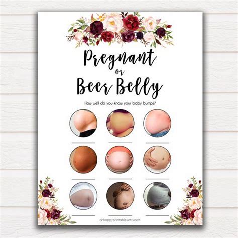 Beer Belly Or Pregnant Belly Free Printable With Answers