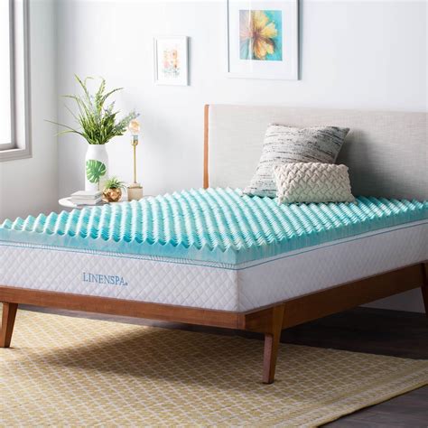 Linenspa Inch Convoluted Gel Swirl Memory Foam Mattress Topper Promotes Airflow Relieves