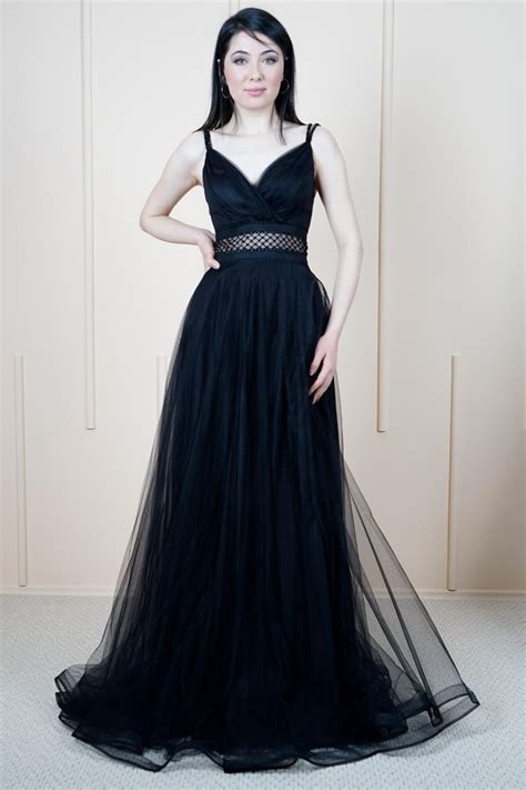 Black Low Cut Evening Dresses With Straps At The Waist Dresses You