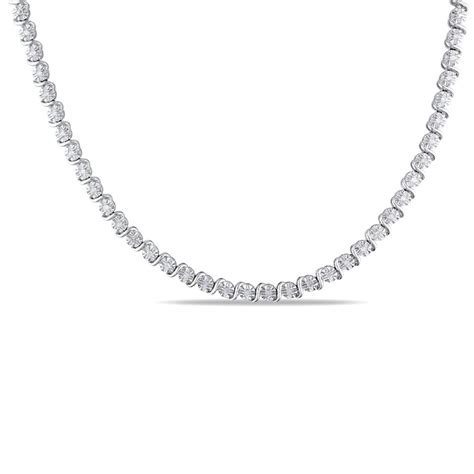12 Ct Tw Diamond S Tennis Necklace In Sterling Silver 17 Zales
