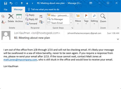 How To Set Up An Out Of Office Reply In Outlook For Windows