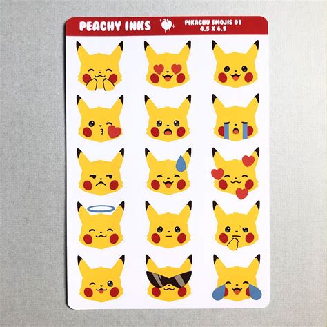 Pikachu Emojis Sticker Sheets Etsy Cute Stickers Pikachu Emoji