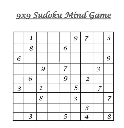 Easy Sudoku For Kids 4x4 6x6 9x9 9 X 9 Sudoku Printable