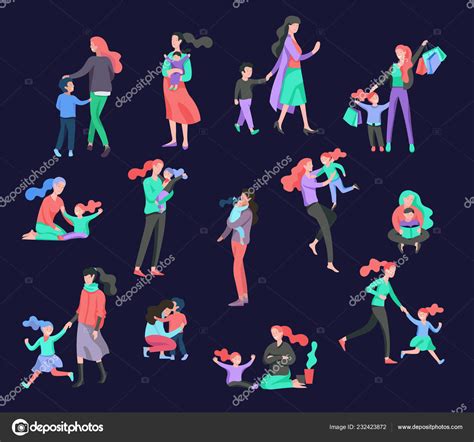 Vector People Character Mother And Daughter Spending Time Together Stock Vector Image By