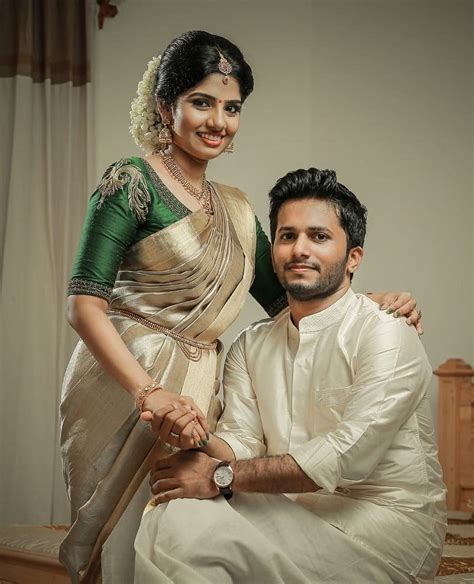 Image May Contain 2 People Indoor Couple Wedding Dress Kerala Wedding Saree Kerala Saree
