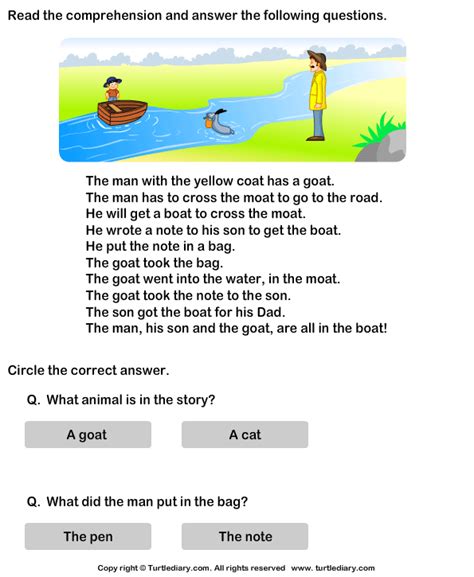 Reading Comprehension the Man with Yellow Coat Worksheet ...