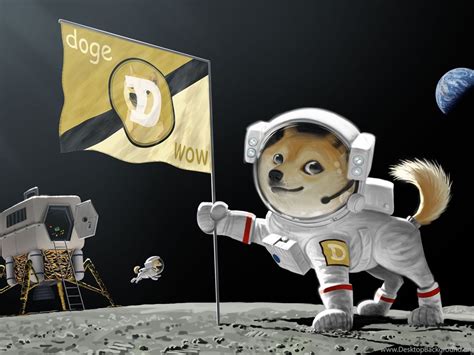 Doge Dog Astronaut Meme Moon Landing Earth Planet Flag Wallpapers