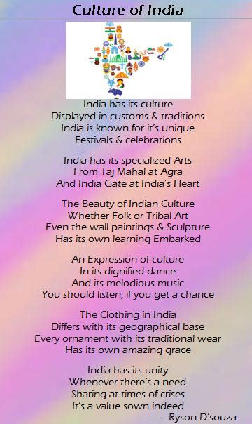 Culture Poems: Culture Of India - Poem by Ryson D'souza