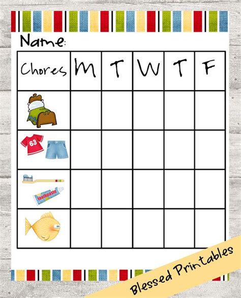 Printable Toddler Chore Chart Template Business Psd Excel Word Pdf