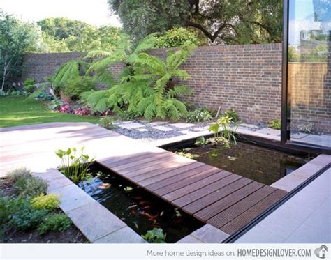 Pix For Modern Wood Bridge Garden Pond Design Koi Pond Design