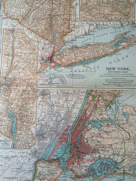 1903 New York State Southern And New York City Original Antique Map