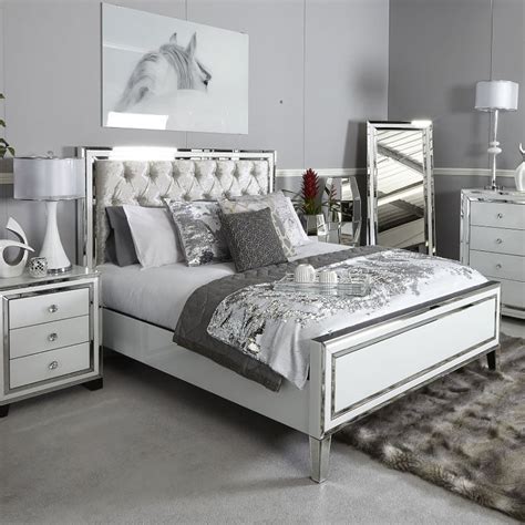 Madison White Mirrored King Size Bed Frame Picture Perfect Home