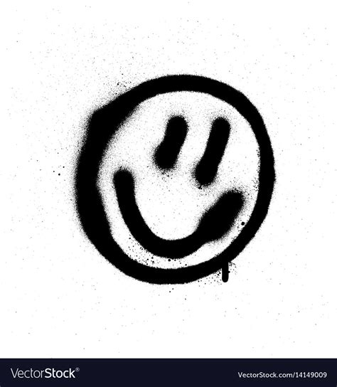 Graffiti Smiling Face Emoticon In Black On White Vector Image My Xxx