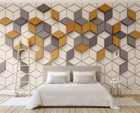3d Abstract Warm Color Geometric Shape Wallpaper