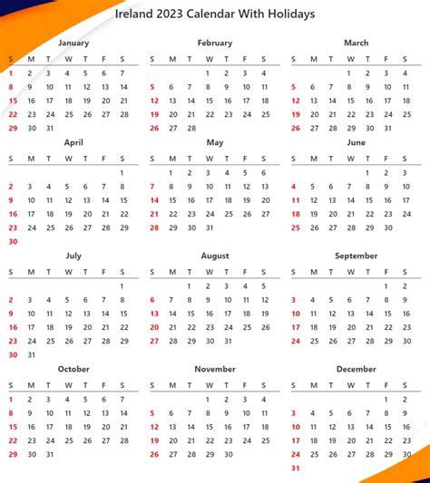 Printable Ireland 2023 Calendar With Holidays