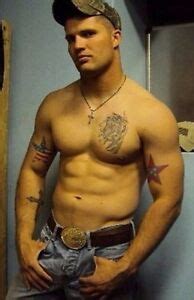 Shirtless Male Muscular Hunk Beefy Country Boy Tattooed Guy Photo X