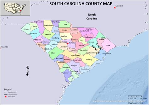 South Carolina Map Counties And Cities