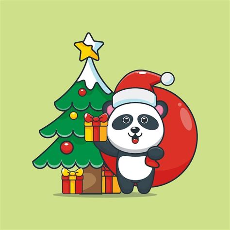 Premium Vector Cute Panda In Christmas Day Carrying T Cute