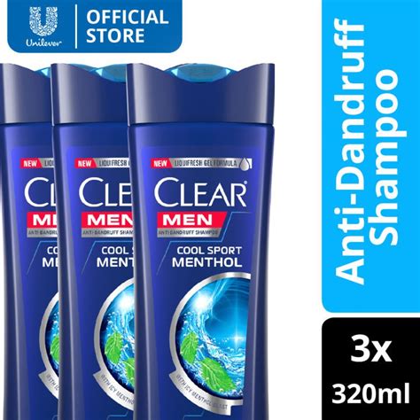 Clear Men Anti Dandruff Shampoo Cool Sport Menthol With Cooling Mint X3