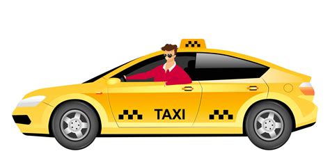 Taxi Driver In Car Flat Color Vector Faceless Character Smiling Man
