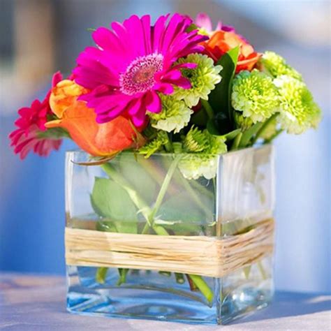 4 Premium Square Glass Florist Vases Square Glass Vase Glass