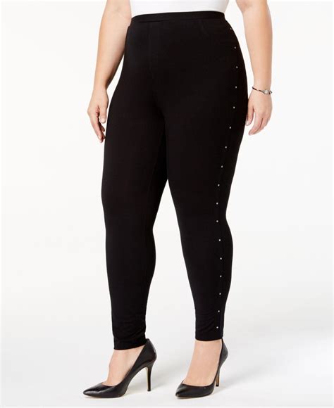 Style Co Cotton Plus Size Studded Leggings In Deep Black Black Lyst