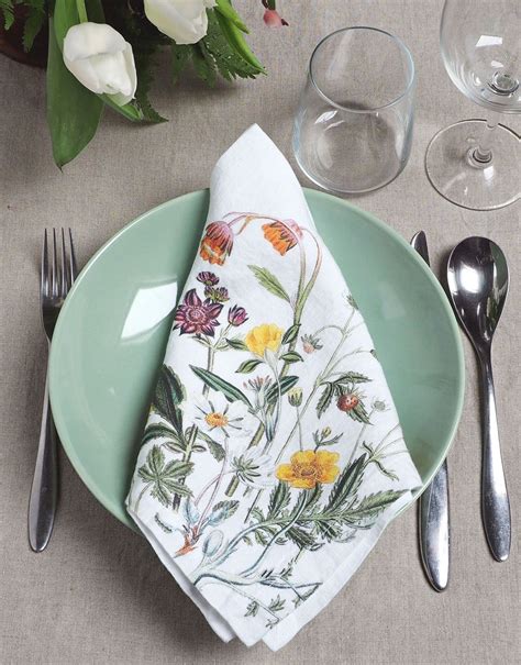 Wildflowers Colorful Floral Washed Linen Napkins Linoroom