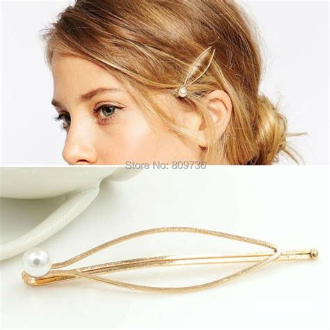 Women Girls Unique Practical Cute Golden Pearl Hair Pin Clips Barrette