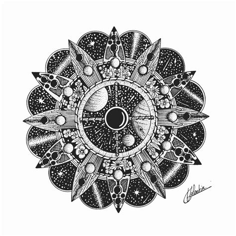 A Black And White Drawing Of An Eye Surrounded By Other Objects