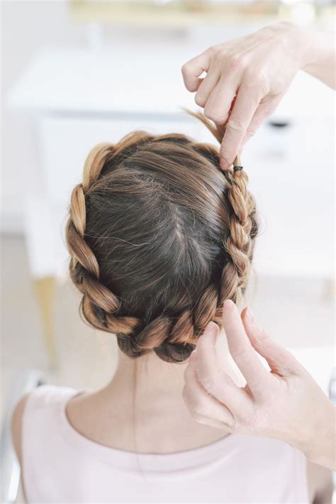 The french braid crown with luxy hair extensions. Black Tie Wedding Hairstyle: Crown Braid Tutorial | Braid ...