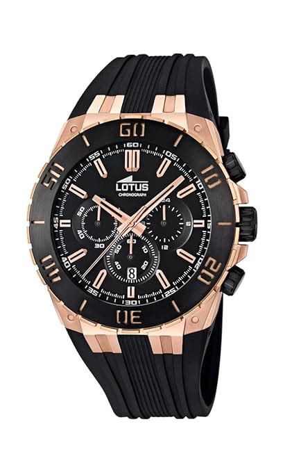 Lotus R Mens Quartz Watch With Black Dial Chronograph Display And