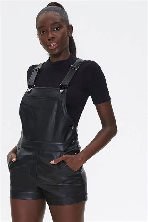 Faux Leather Overalls