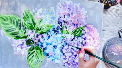 How To PAINT ACRYLIC Hydrangea Paint Layers Brush Technique YouTube