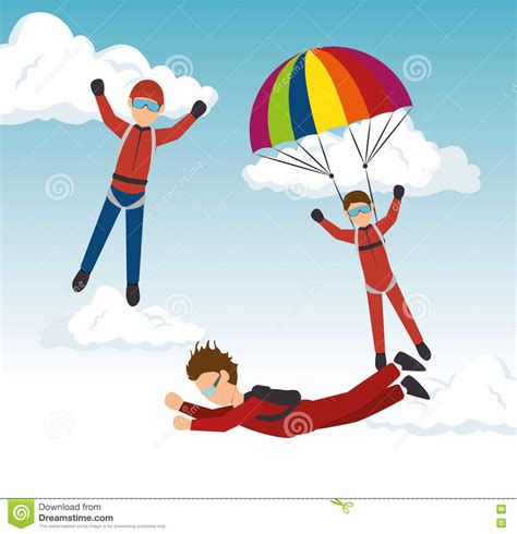 Sky Diver Parachutist Sport Design Stock Vector Illustration Of