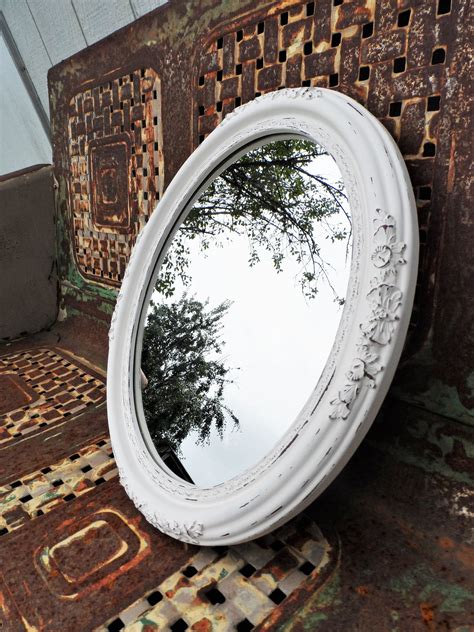Vintage Shabby Chic Oval Mirror Ornate Baroque Frame Hollywood Etsy